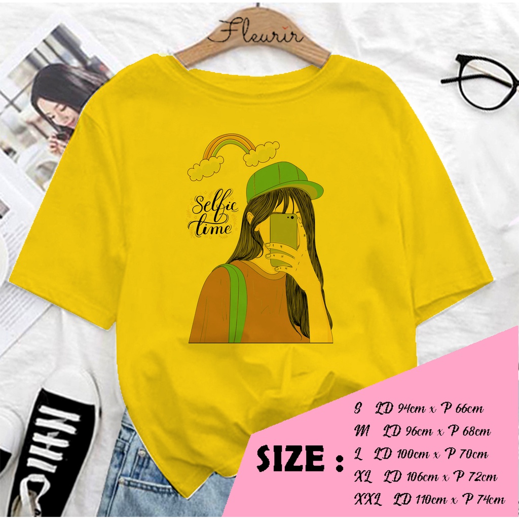 FLEURIR - COD KAOS SELFIE TIME WANITA PRIA REMAJA DEWASA UNISEX TSHIRT JUMBO