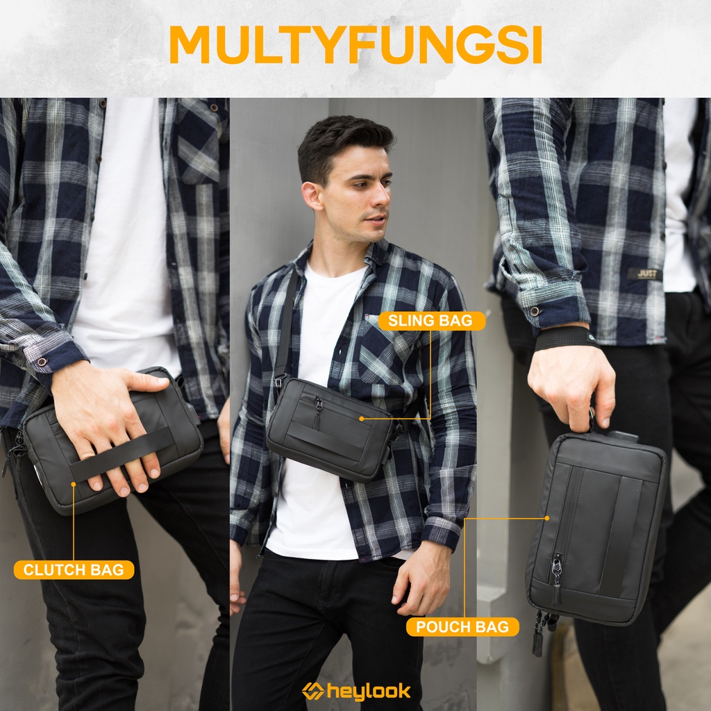 Tas Selempang Pria Waterproof Sling Bag Anti Air Tas Bahu Multifungsi Bisa Hand Bag Clutch Bag Cowok Cewek Jalan Santai Kantor Kasual Formal