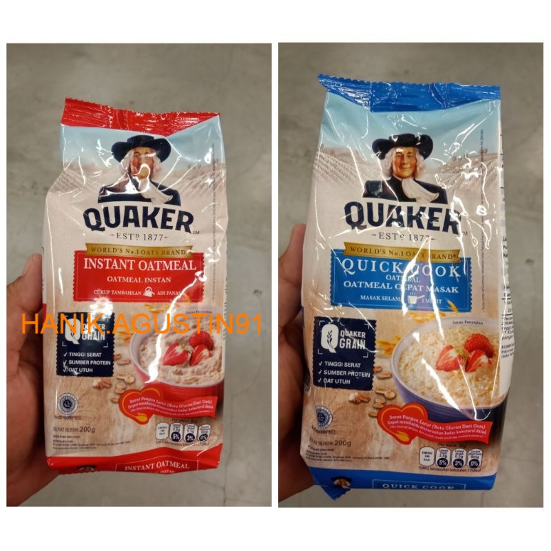 

Quaker Oat Instant Oatmeal 200gr / Quaker Quick Cook Oatmeal 200gr / Queker Oatmeal SS91