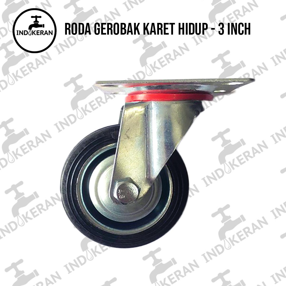 INDOKERAN - Roda Gerobak Karet Hidup - 3 Inch - 1 Pcs