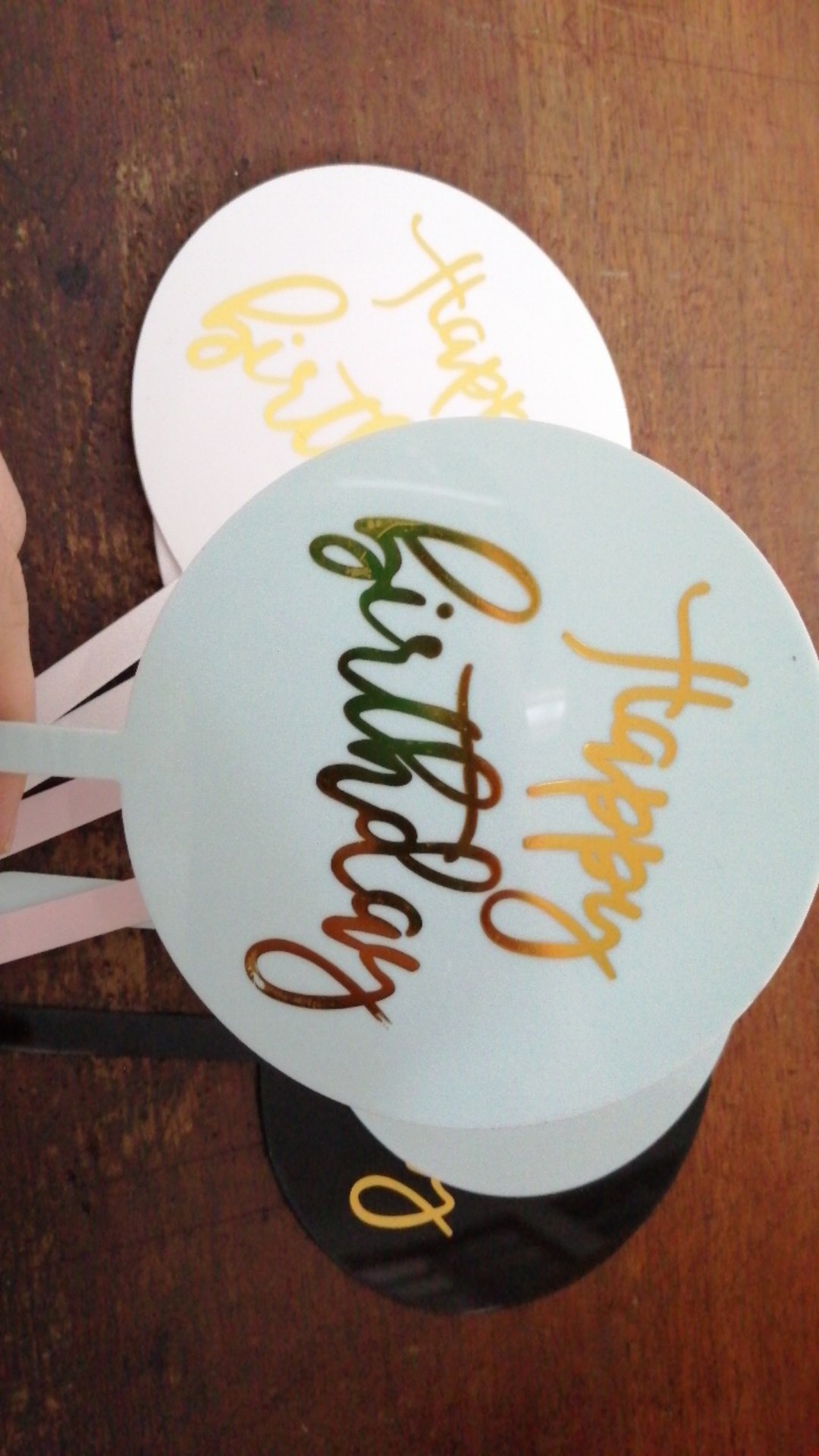 perlengkapan Pesta Ulang Tahun Dekorasi Kue Akrilik Emas Silvery Cupcake --b1