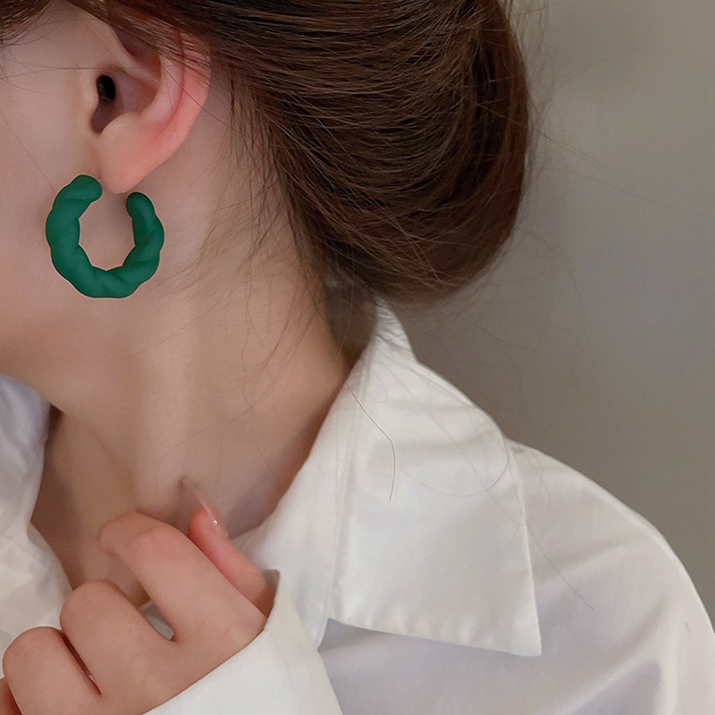 Anting Stud Bentuk C Bahan Akrilik Resin Transparan Untuk Wanita