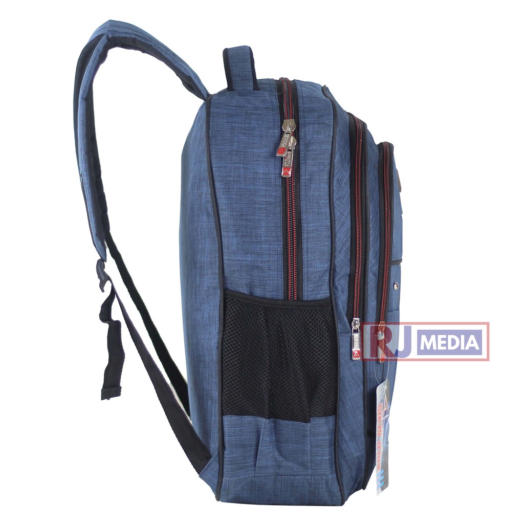 Ransel POLO ALVIS Biru  Sekolah Kuliah Kerja Bonus Raincover Tas Pria Tas Punggung Pria Nyaman Backpack Sekolah Kuliah Formal Tebal Kuat Tas Pria Best Seller