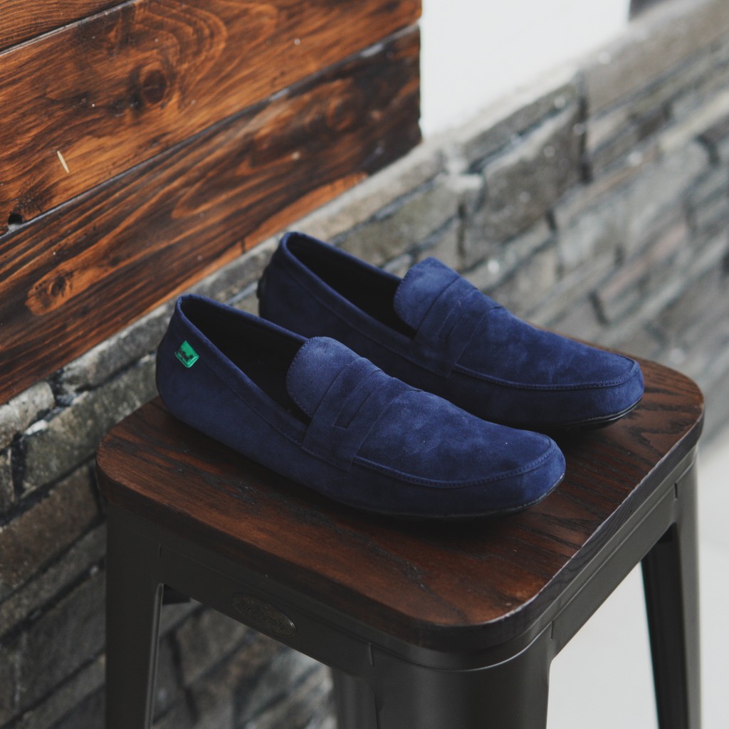 MS SHOP - CUCI GUDANG!! Shoes Kickers Jevlin Moccasin Suede Navy Sepatu Slip On Pria Selop Simple