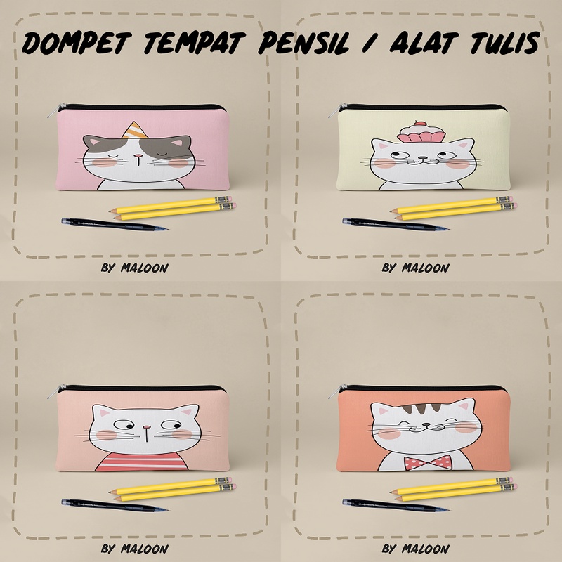 Dompet Tempat Pensil Alat Tulis alat makeup bahan Kanvas MOTIF LUCU 7