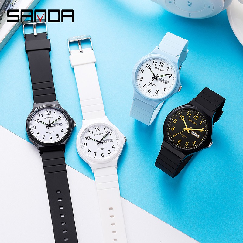 SANDA 6060 Jam Tangan Wanita Pria Analog Sport Tali Rubber Luminous WATCHKITE WKOS