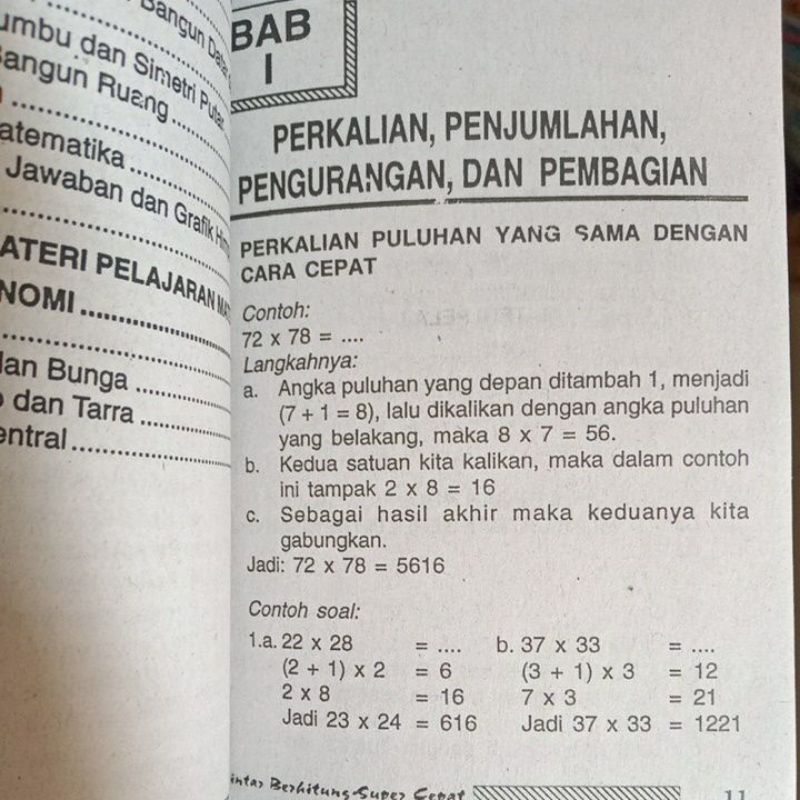 Buku Pintar Berhitung Super Cepat Untuk SD Rumus-rumus