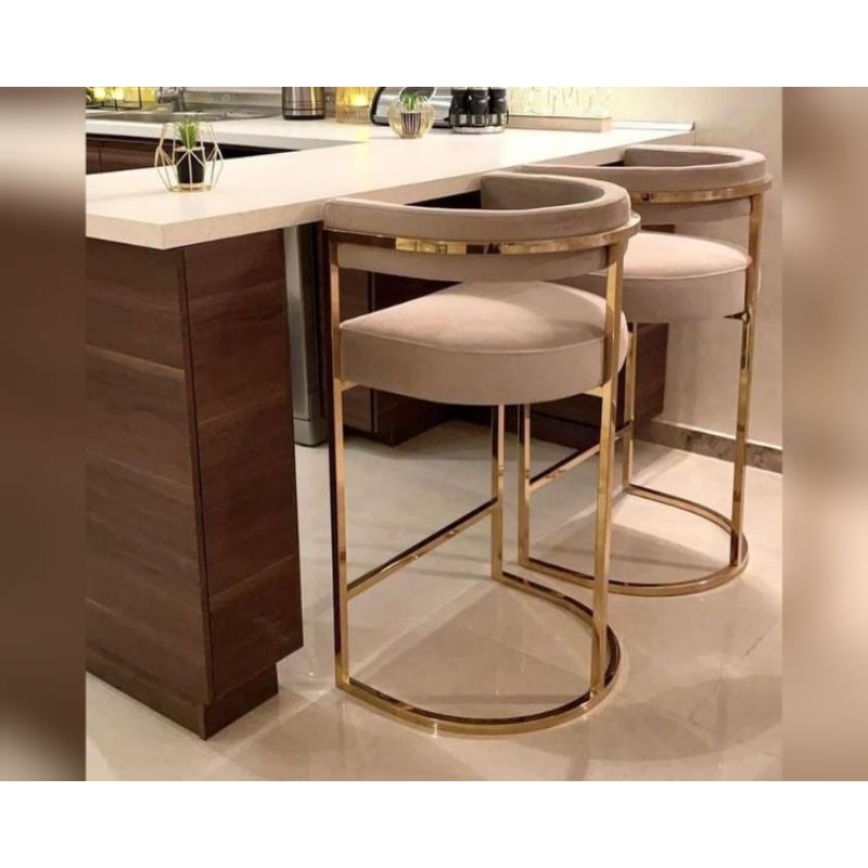 KURSI BAR MINIMALIS BESI STAINLESS GOLD