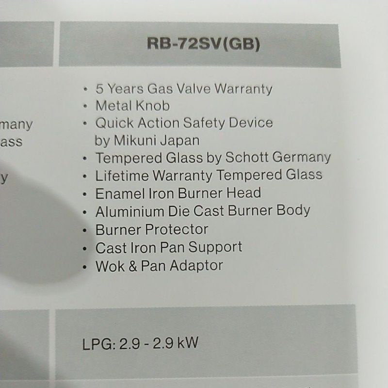 Kompor Tanam Rinnai 2 Tungku RB-72SV(GB) / RB 72 SV GB