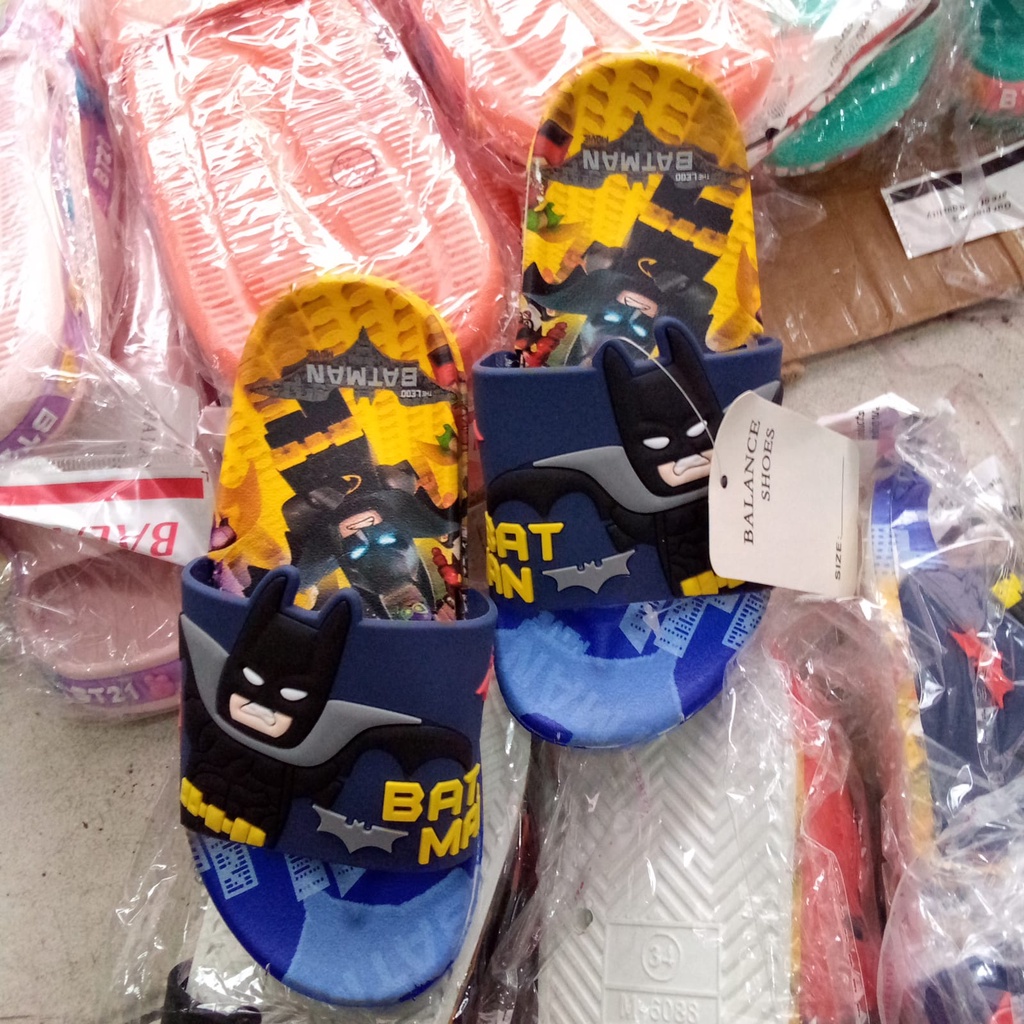 Sandal Selop anak laki-laki import karakter BATMAN S-6088-x1 size 24-35/ sandal anak laki-laki