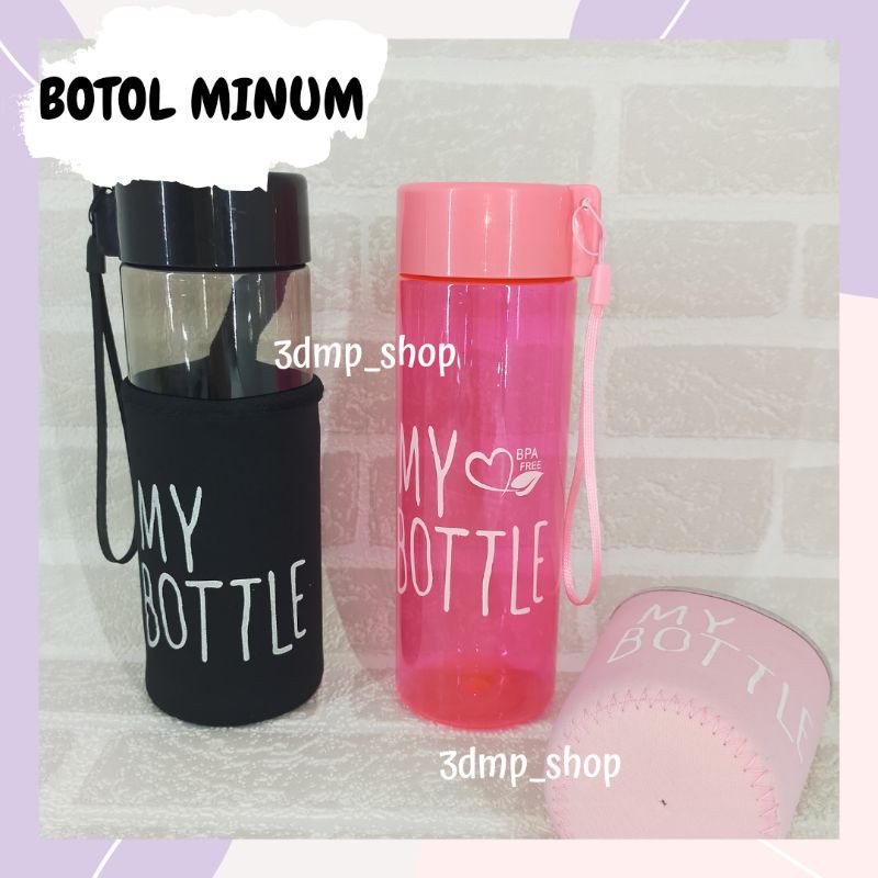 My bottle botol minum pink hitam merah muda