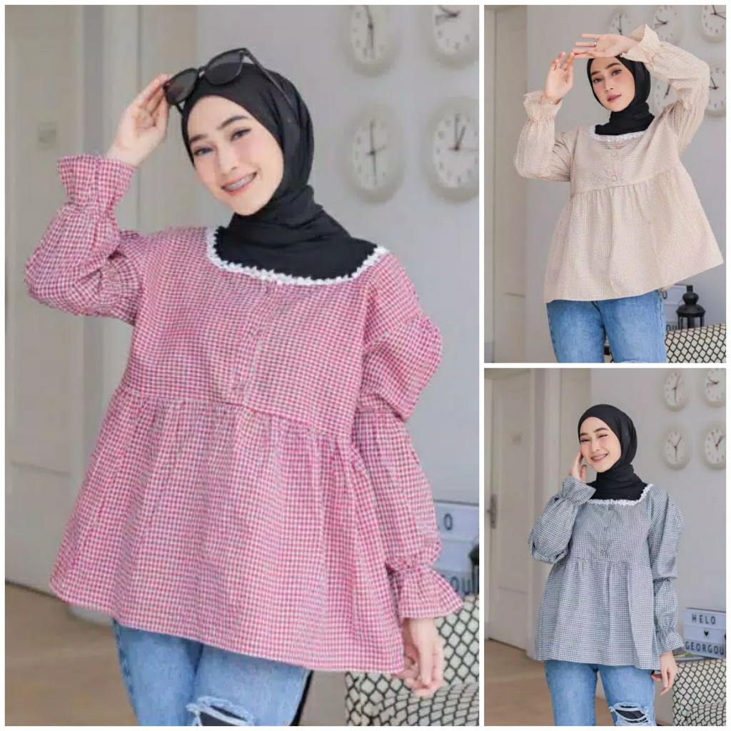 Kieva Plaid Shirt - Kemeja Tartan Lengan Terompet