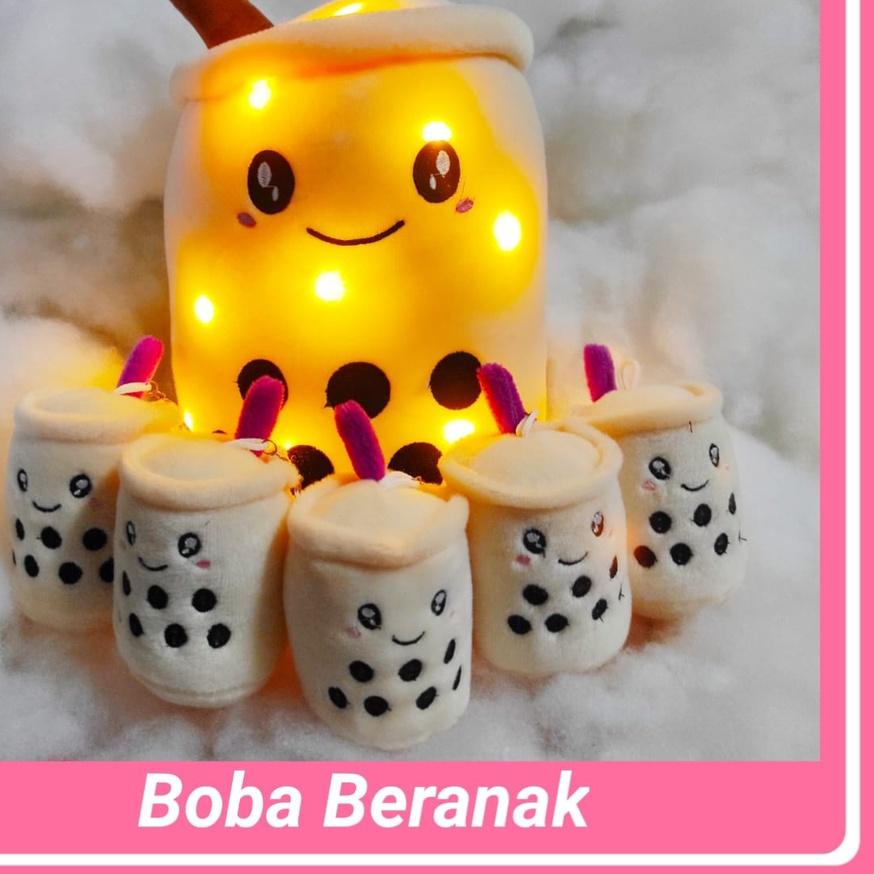 ➻ Boneka Boba Milk Tea Beranak LED Boneka Boba Beranak Lucu Mewah 1 induk + 5 anak berlabel SNI ♞