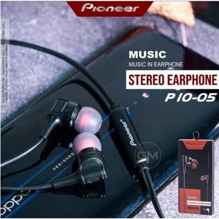 Handfree /Earphone Original Pioner PIO -05 Super Bass +Mic Headset Stereo Music