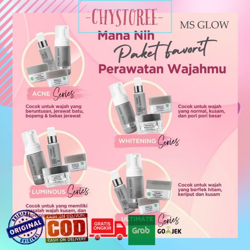 MS GLOW Paket Basic Whitening Acne Luminous Ultimate Ms glow beauty Ms glow Makassar Original
