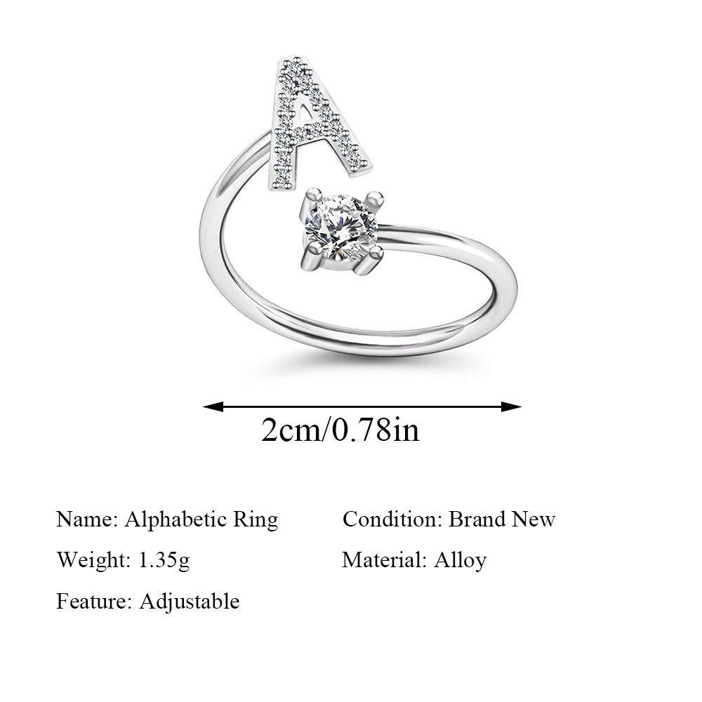 Cincin Alfabet Nanas Adjustable Cuff Charm Perhiasan Hadiah Aksesoris Perhiasan 26huruf