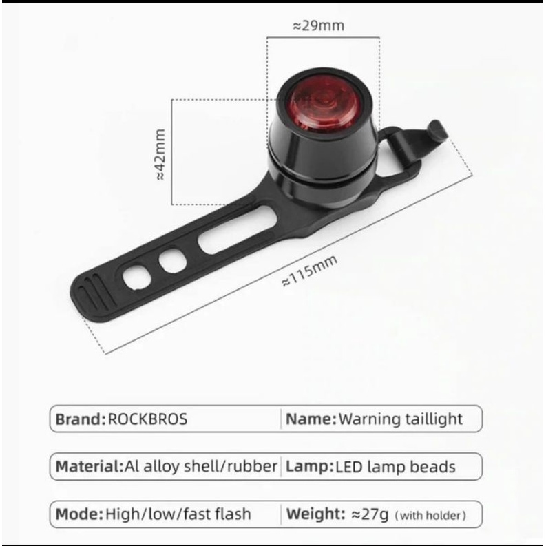 Lampu Belakang Sepeda ROCKBROS TL001 waterproof Recharge bukan cateye