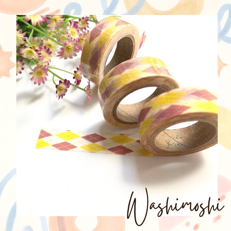 

Washimoshi Masking Washi Tape Yellow Square Pattern