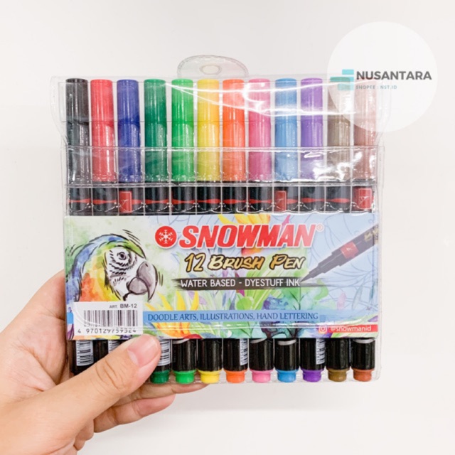 Brush Pen / Brushpen Snowman 12 Colors Set Murah / isi 12 warna