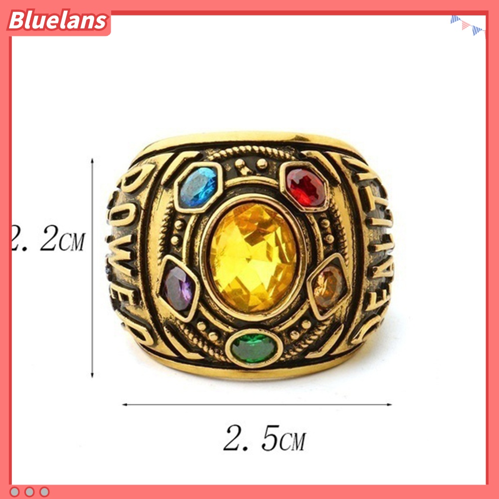 Cincin Desain Tulisan Power Mind Soul Infinity War Thanos Warna-Warni Untuk Pria