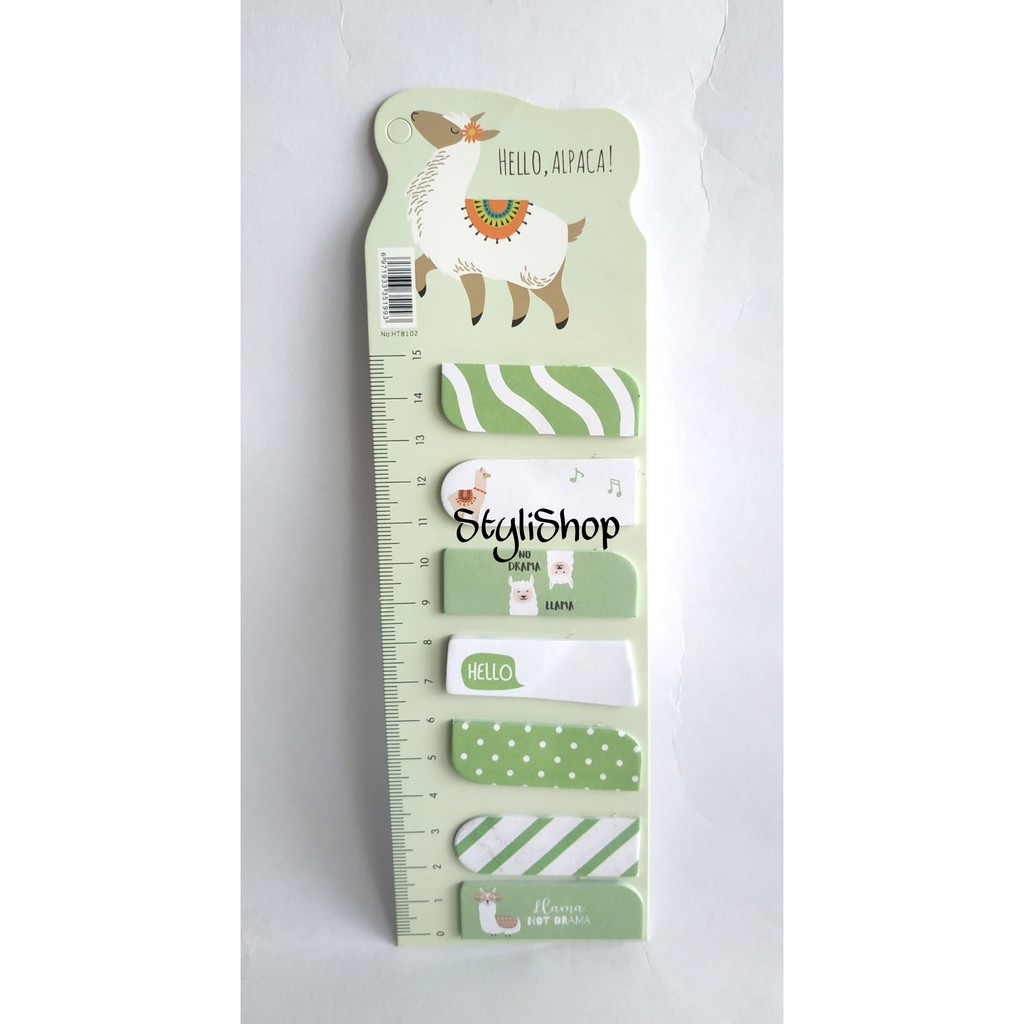 Sticky Note Kertas HT8102 Motif Kaktus / Llama / Jerapah / Memo Kertas / Penanda Buku Kertas-Llama Hijau