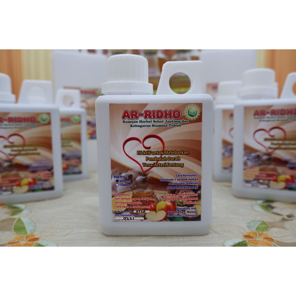 

RAMUAN JUS HERBAL JANTUNG AR-RIDHO 500ML 1000 ML ( RAMUAN MADU, JAHE MERAH,BAWANG TUNGGAL,CUKA APEL,LEMON ),JAMU JANTUNG HINDARI PASANG RING,OBAT JANTUNG ALAMI,HERBAL MURAH,JANTUNG SEHAT,HERBAL MALANG,HERBAL ALAMI,JANTUNG SEHAT,JANTUNG BENGKAK,JUS BAWANG