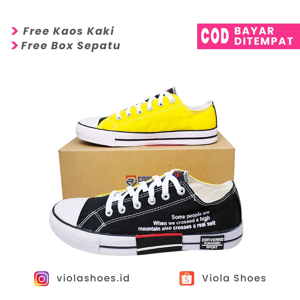 CUCI GUDANG SALE Sepatu Fashion Converro Terbaru Sneakers Casual Impor Termurah Sepatu Canvas Korean Style Unisex Kekinian Sepatu Premium Terlaris Sepatu Wanita Kanvas Sneakers Tali Outsole Tebal Tren Cewe Terkini Elegan Mewah Keren