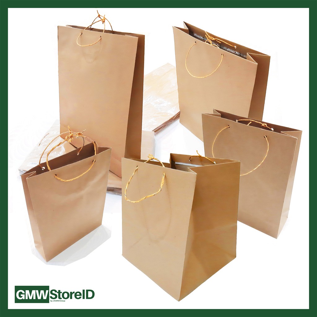 Jual Paperbag Ukuran 17,20,25,30 cm Coklat Polos Souvenir Goodie Bag