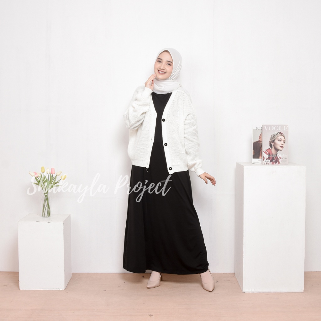 Inner Dress Bahan Jersey Spandex Lengan Panjang (Manset Gamis)