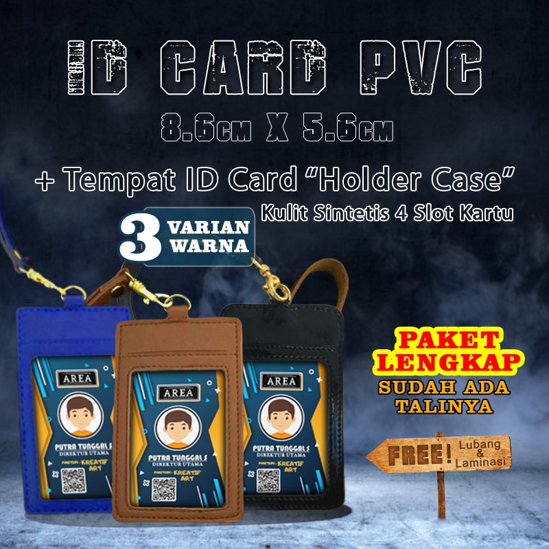 

Paket Lengkap Print dan Cetak ID Card/Kartu Identitas + Laminasi + Tempat ID Kulit Sintetis 4 Slot