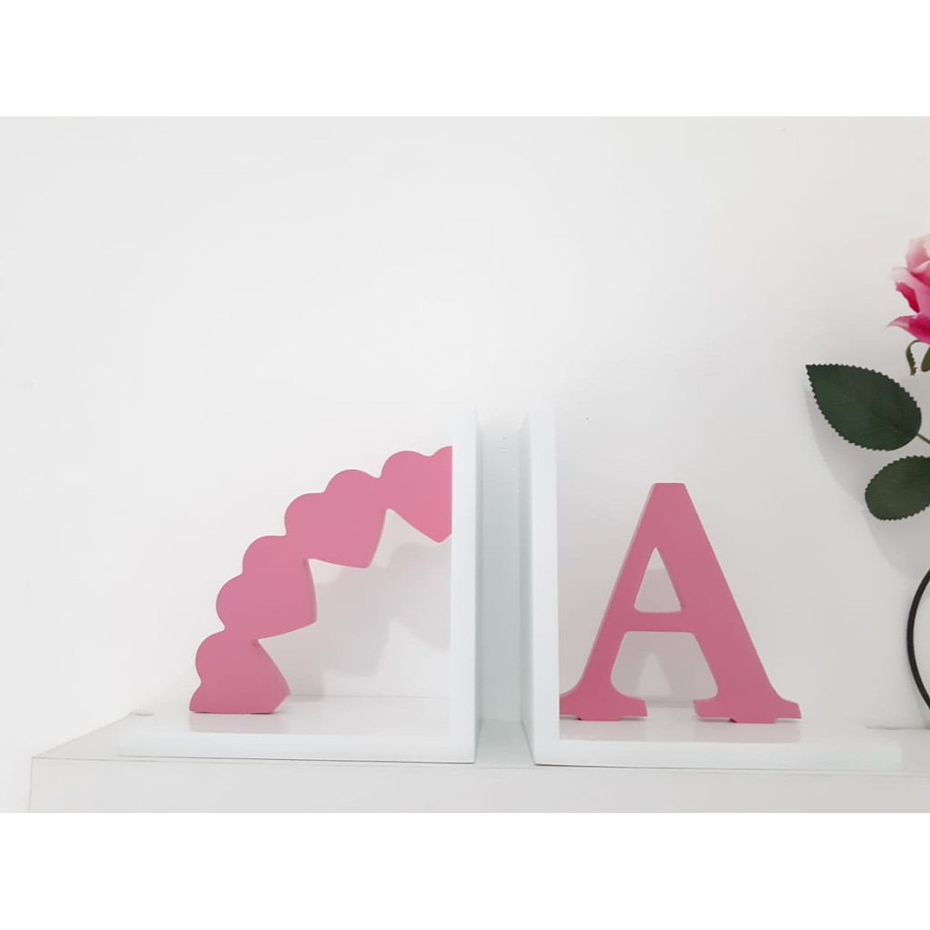 

Love + Inisial Nama bookend pembatas buku rak buku penahan buku