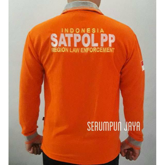 KAOS SATPOL PP ORANGE - KAOS KERAH SATPOL PP ORANGE PANJANG - KAOS SATPOL PP ORANGE FULL BORDIR