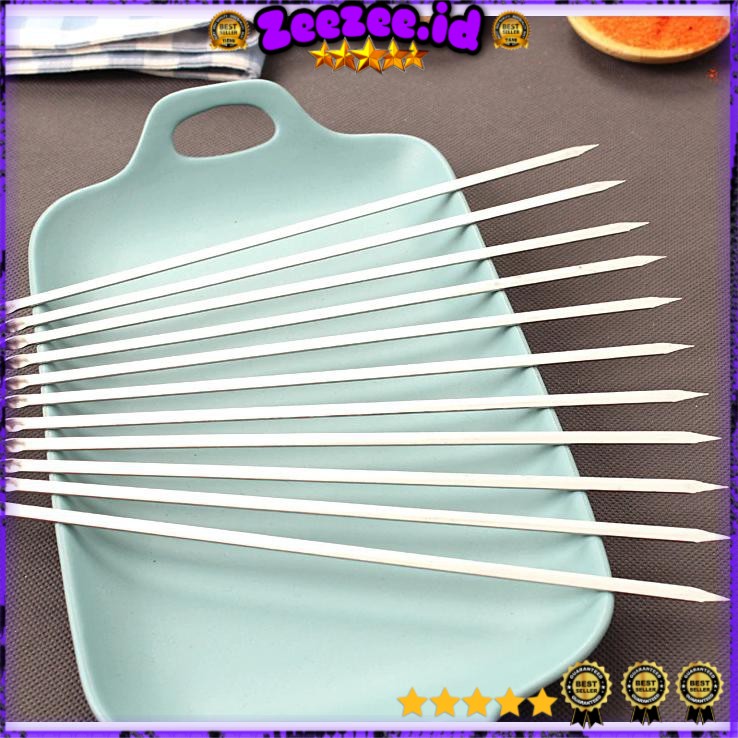 Alat Tusuk Sate Barbeque Stainless Steel Reusable Cooking Tools 1 pcs-ulir