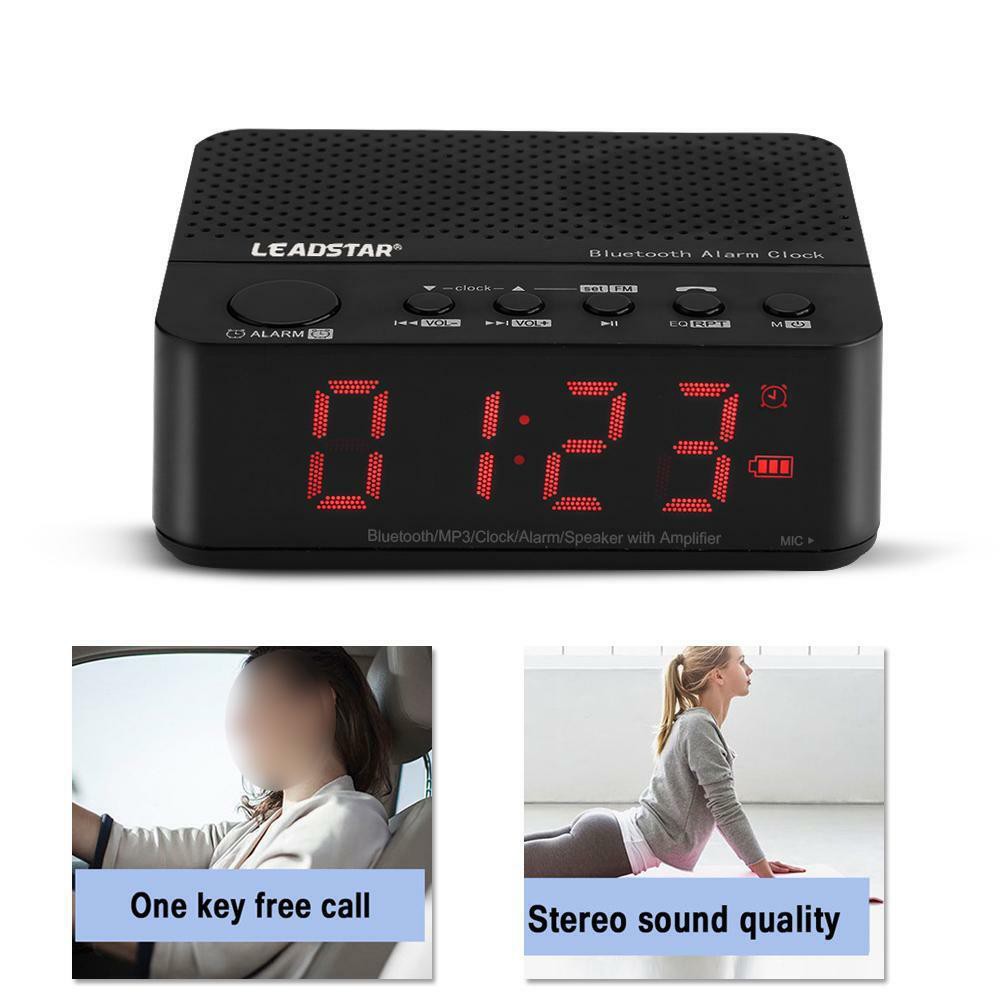 Alarm LED Clock Radio Audio Bluetooth Speaker FM Radio 6 Inch Large LED Digital Free USB Cable