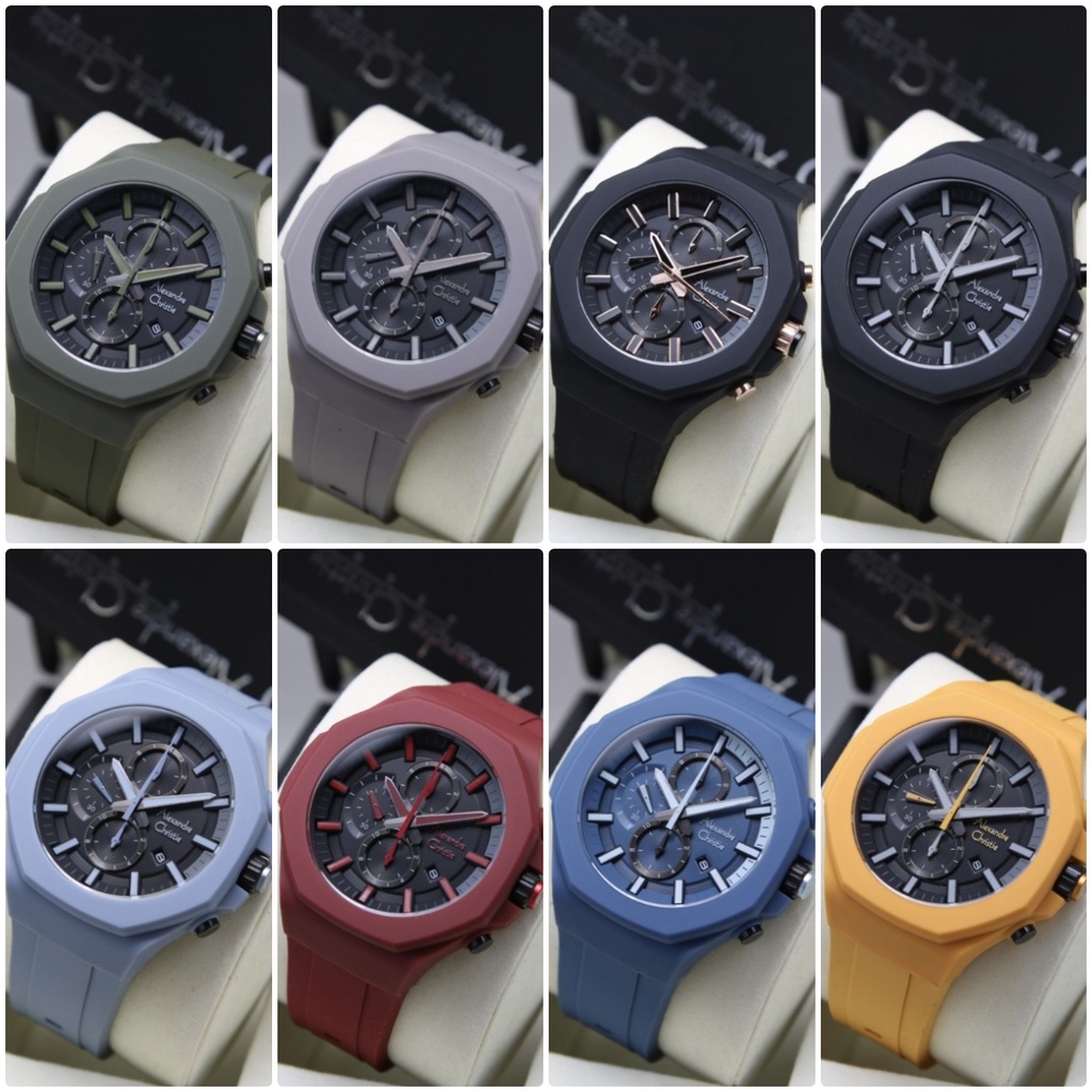 JAM TANGAN PRIA ALEXANDRE CHRISTIE AC 6590 AC6590 MULTIFUNCTION RUBBER ORIGINAL GARANSI RESMI 1 TAHU