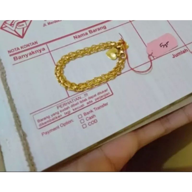 gelang tangan motif tikar gold titanium asli