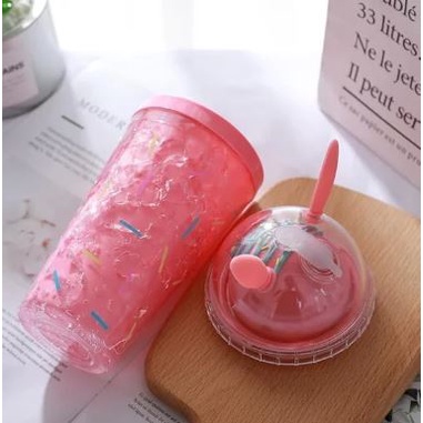 H12 Botol Minum Tumblr Ice Cup Summer Tutup Telinga Kelinci 450ml H-12 / Bunny