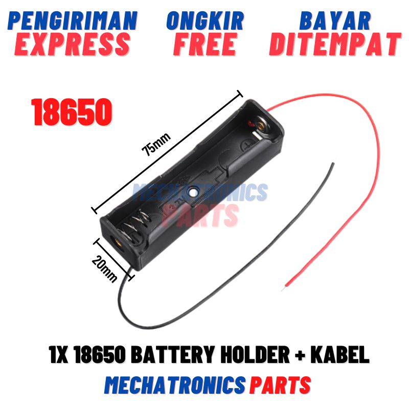 1x 18650 BATTERY HOLDER BATERAI CASE BATERE BOX KOTAK BATRE + KABEL