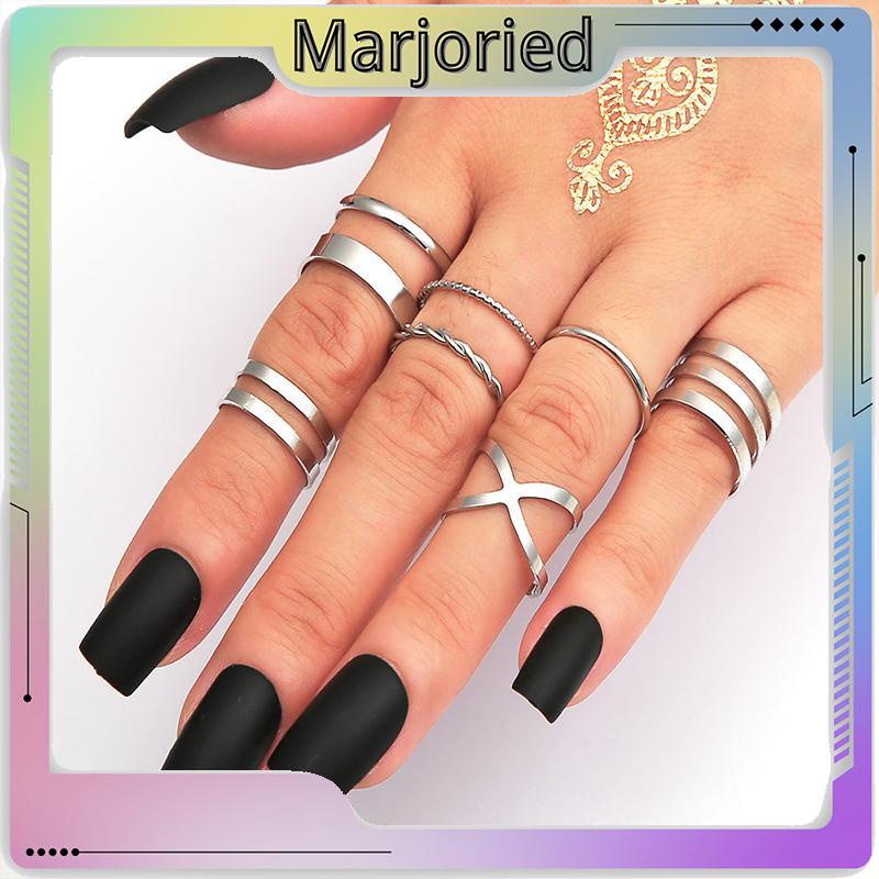 8 Pcs/set Retro Multi-Lapisan Pembukaan Cross Cincin Wanita Fashion Perhiasan Hadiah-MJD-MJD