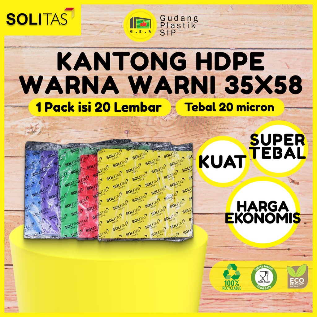 Kantong Plastik Kresek Warna-Warni Tebal UK 35x58 HDPE