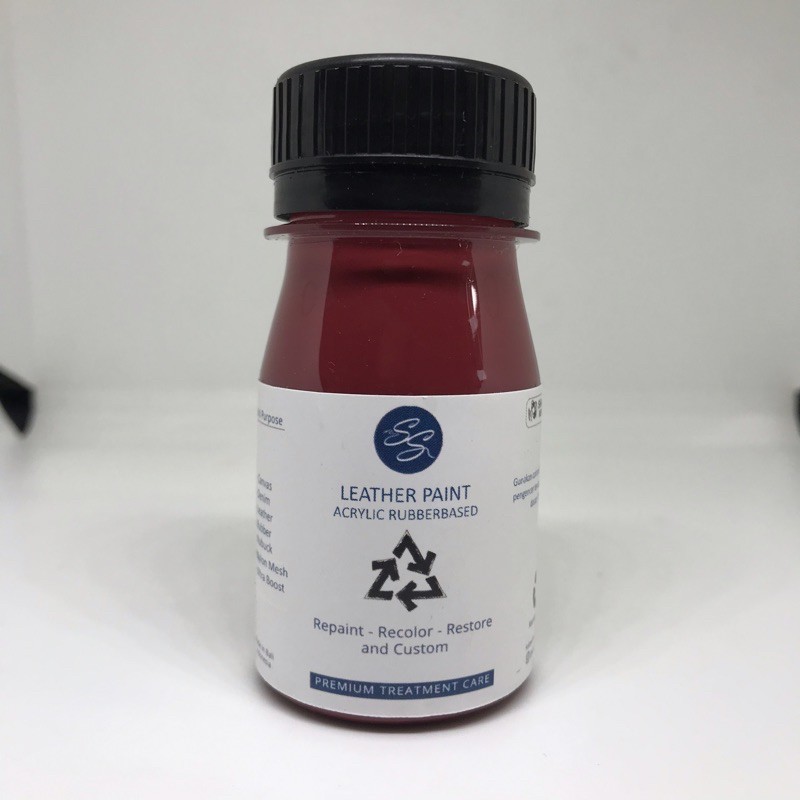 Cat Sepatu Kulit SS Leather Paint - Acrylic Rubber Cat Midsole, Rubber, Boost - Cat Tas Jaket Kulit-Maroon