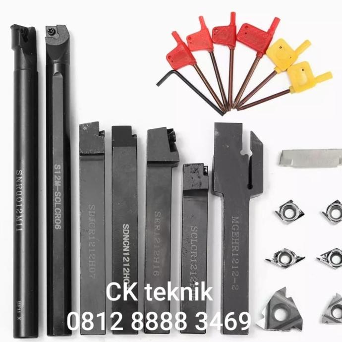 pahat bubut set 7 pahat bubut luar dalam 12mm boring holder bubut
