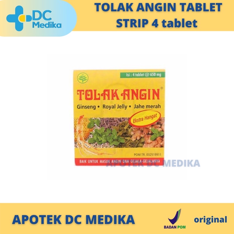 Tolak angin tablet strip 4 tablet / Obat kembung / Obat masuk angin