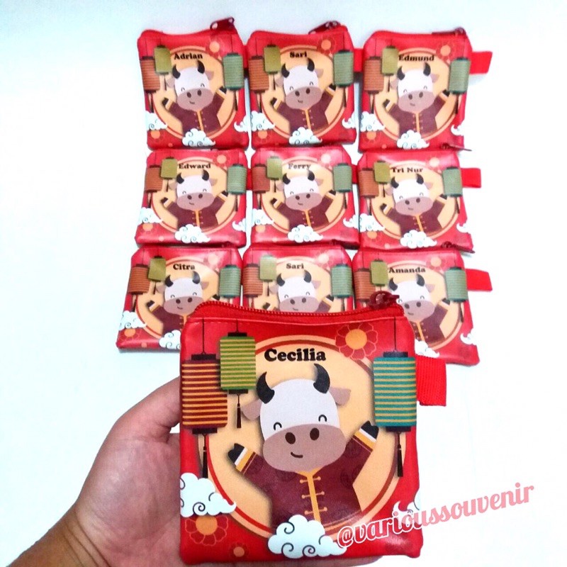 Custom Tambah Nama Dompet Kotak Biasa Size 11x11cm Angpao Imlek Shio Kelinci Tahun 2023 Lebaran Natal