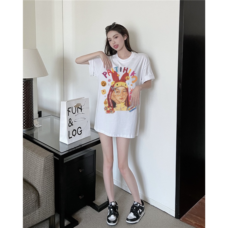 Printed T-shirt /T-shirt Oversize Koukla/baju oversize wanita murah/atasan wanita warna putih/outer kaos atasan baggy wanita