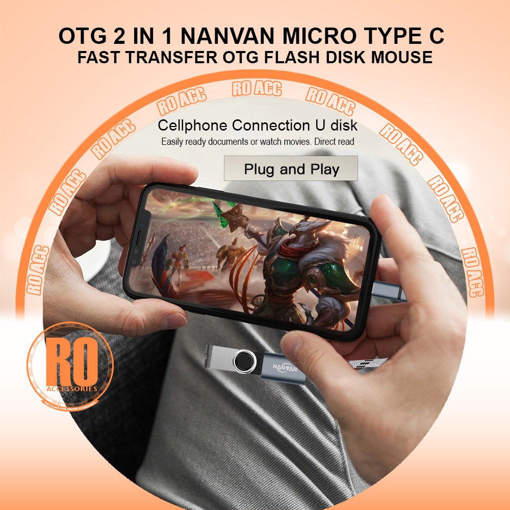 [RO ACC]  NANVAN OTG 2 IN 1 MICRO USB / TYPE TIPE C FLASH DISK / MOUSE