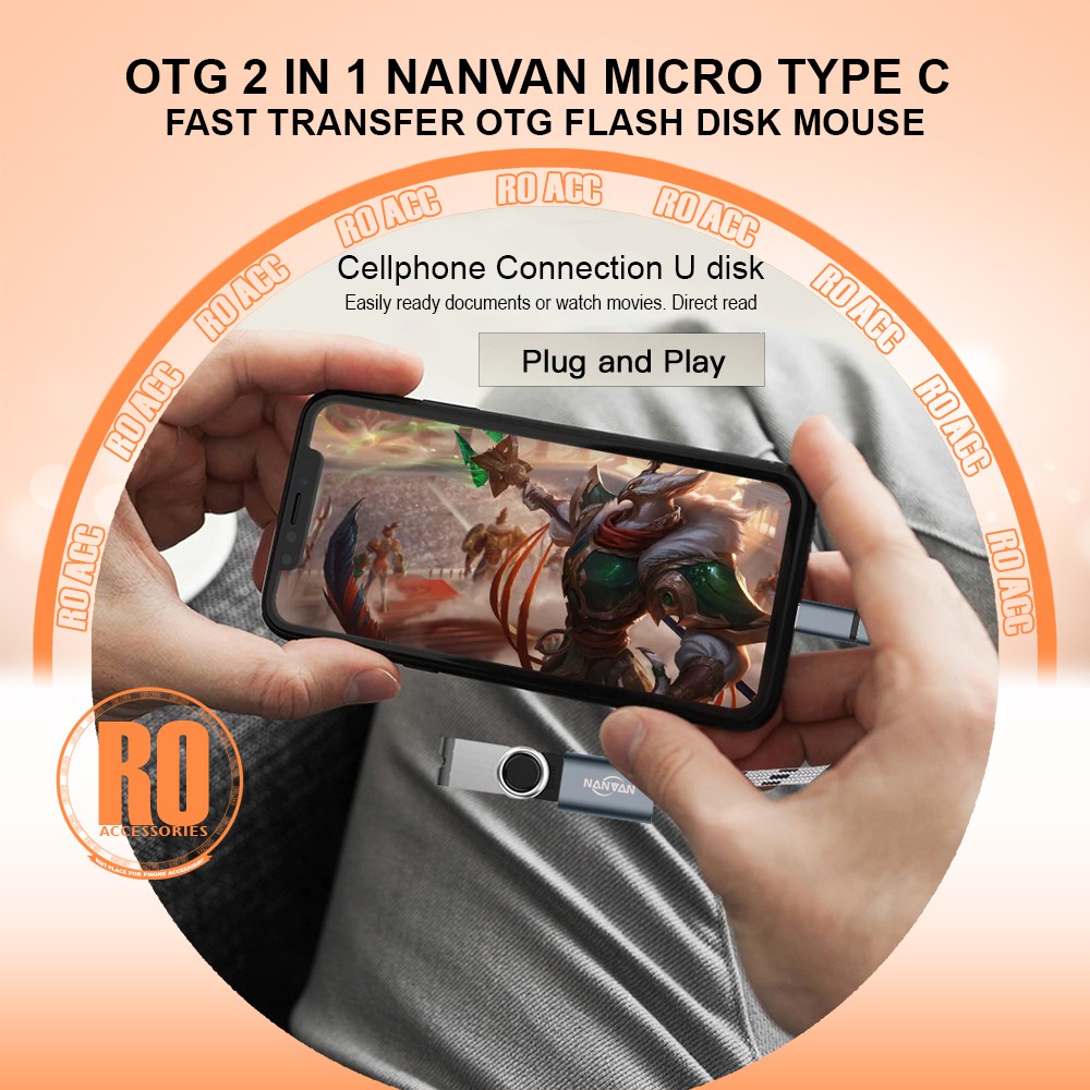 [RO ACC]  OTG 2 IN 1 NANVAN MICRO TYPE C FAST TRANSFER OTG FLASH DISK MOUSE