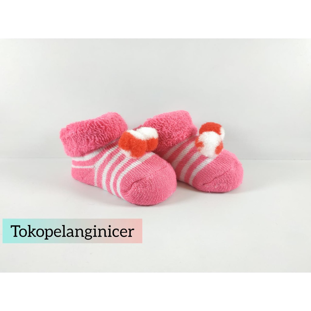 Kaos Kaki Bayi Premium Anti Slip Lucu Model Pompom Tokopelanginicer