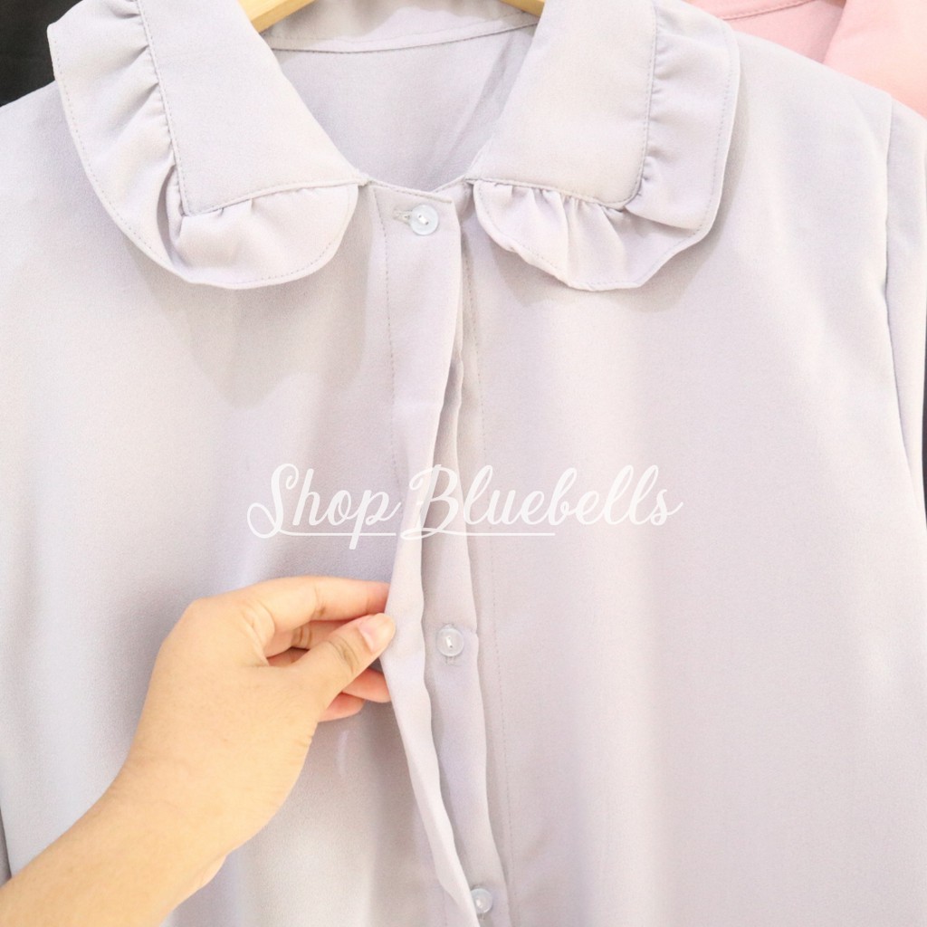 Alisa Blouse - Kemeja Kerah Collar Korea Tangan Panjang Moscrepe