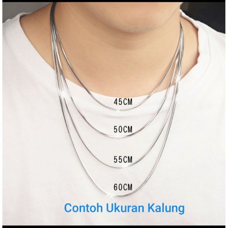 Kalung Perak Asli Pria Wanita Silver 925 Lapis Emas Putih Model Cassandra Bulat 50 &amp; 60Cm - Perhiasan Perak Asli